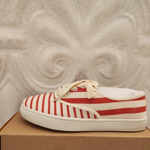 Soludos "Marin" Stripe Sneakers in Poppy Red. NIB. Size 7.5 - Picture 2 of 10